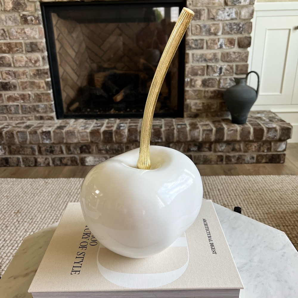 Arteriors Geordi Modern Gold Stem White Cherry Sculpture